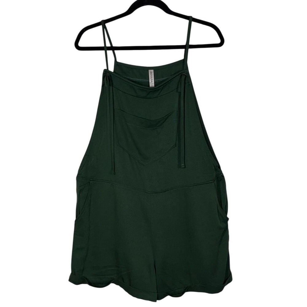 Zenana Green Rayon Relaxed Fit Romper Summer Loungewear L